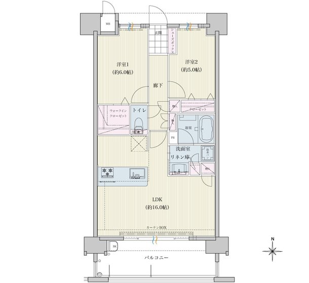 トラストレジデンス三本松II 間取り Bタイプ(2~13F)