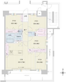 トラストレジデンス三本松II 間取り Eタイプ(2~13F)