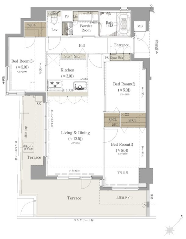 クラブスタイル井尻ファミーユ 間取り Atタイプ