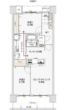 アルファステイツ北長野 間取り Ｈ type