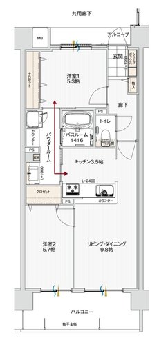アルファステイツ北長野 間取り H1 type