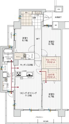 アルファステイツ北長野 間取り A type［メニュー2］