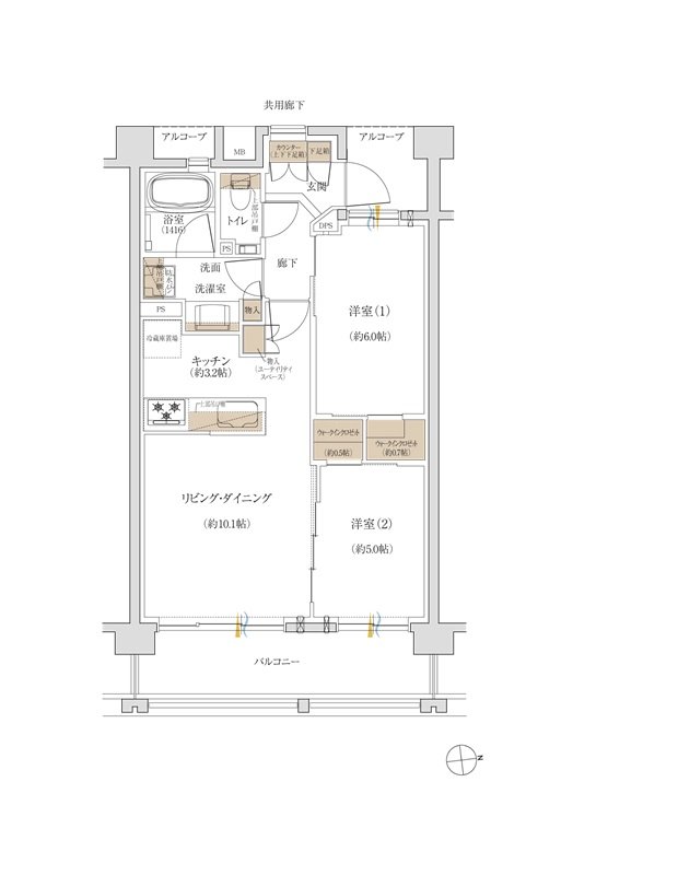 ジオ荻窪 間取り F1'／F2' type
