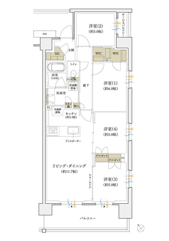 シエリアシティ横浜東戸塚 間取り E1 type【第2期4次】
