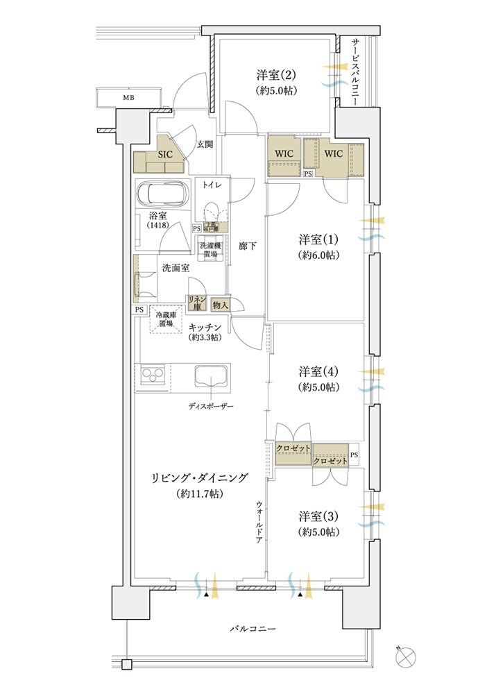 シエリアシティ横浜東戸塚 間取り E1 type【第2期5次】