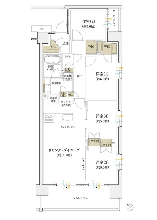 シエリアシティ横浜東戸塚 間取り E1 type