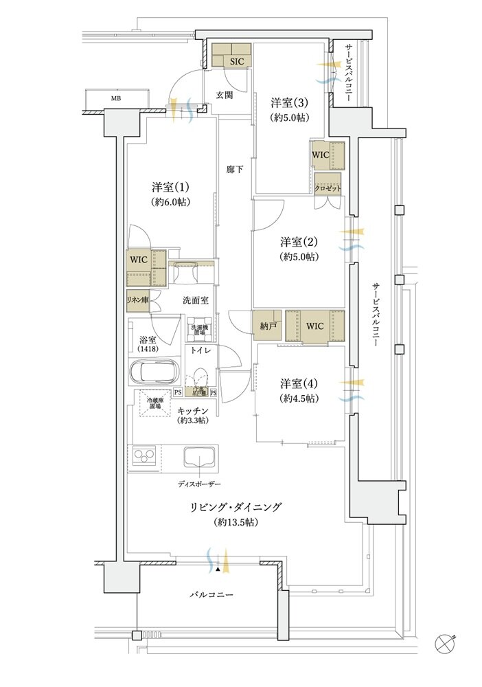 シエリアシティ横浜東戸塚 間取り A1 type【第2期16次予告】
