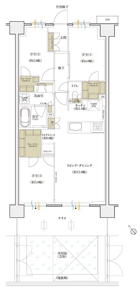 シエリアシティ横浜東戸塚 間取り E6g type【先着順】
