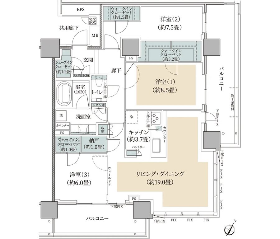 リーフィアタワー海老名クロノスコート 間取り P-105A type