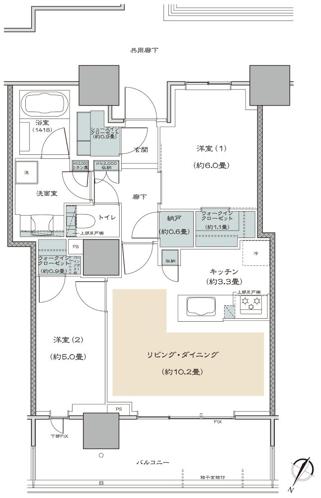リーフィアタワー海老名クロノスコート 間取り 60A type