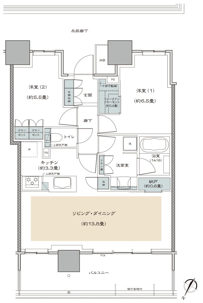 リーフィアタワー海老名クロノスコート 間取り 65C type