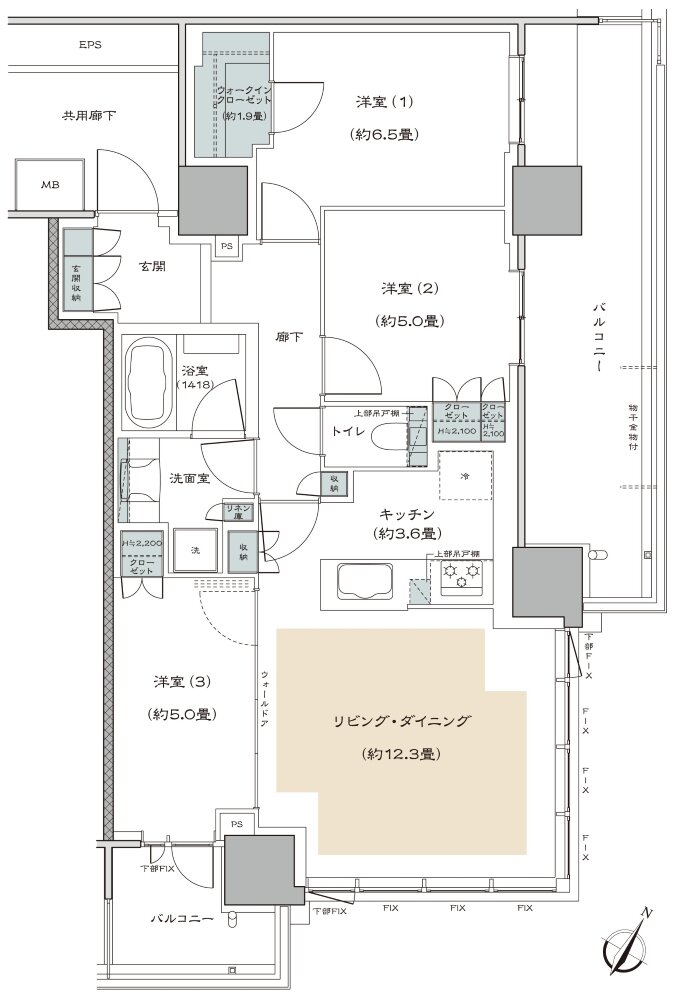 リーフィアタワー海老名クロノスコート 間取り 75C type