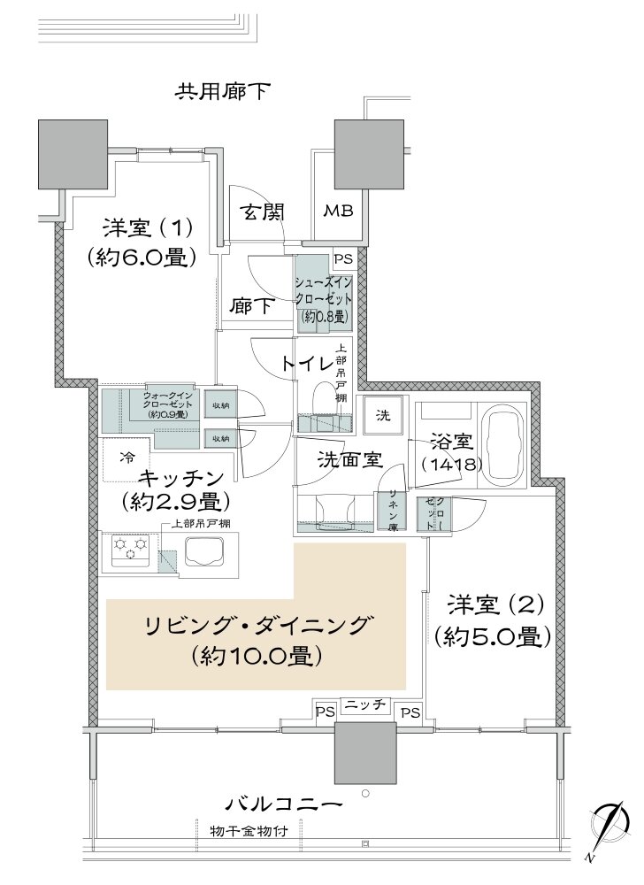 リーフィアタワー海老名クロノスコート 間取り 55B type