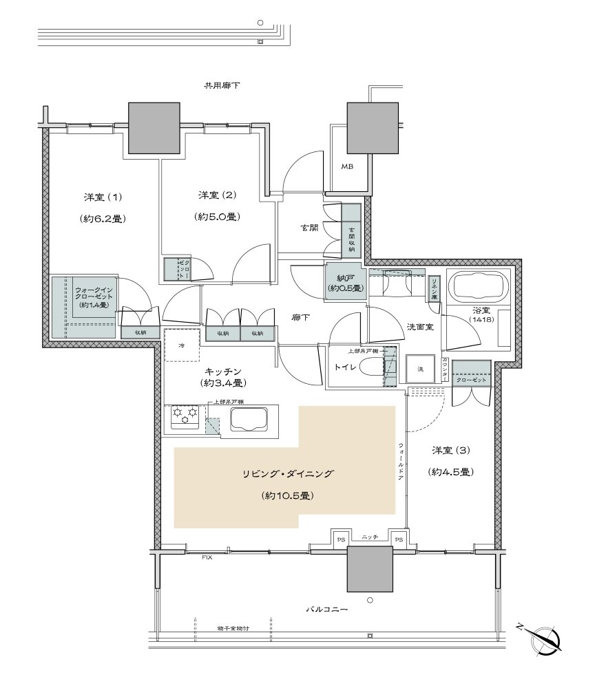 リーフィアタワー海老名クロノスコート 間取り 70A type