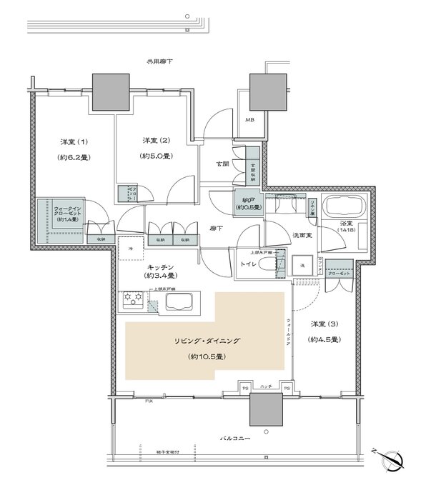 リーフィアタワー海老名クロノスコート 間取り 70A type