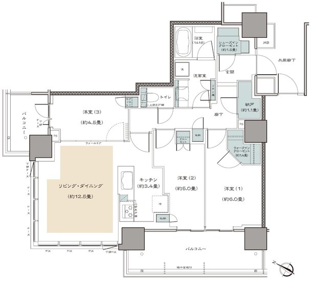 リーフィアタワー海老名クロノスコート 間取り 75B type【第1期17次登録住戸】