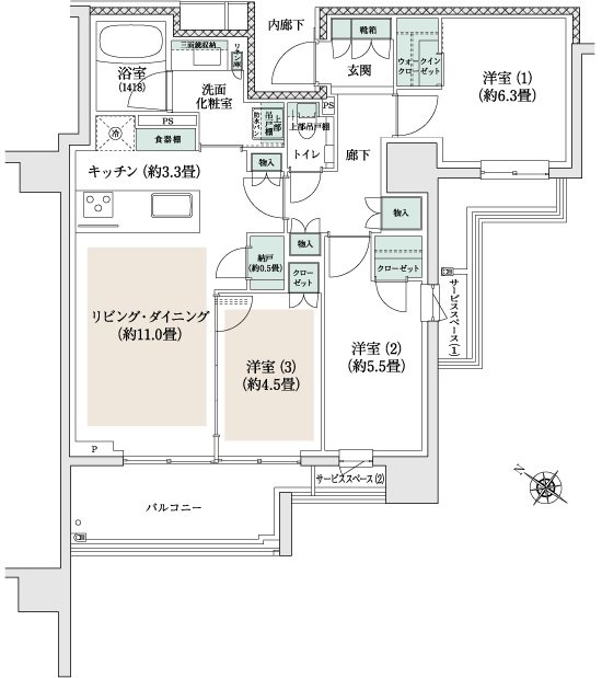 プラウド三鷹 間取り D type