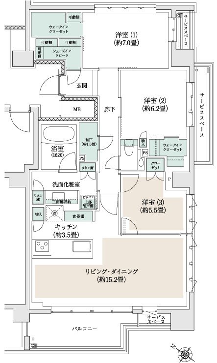 プラウド三鷹 間取り K type