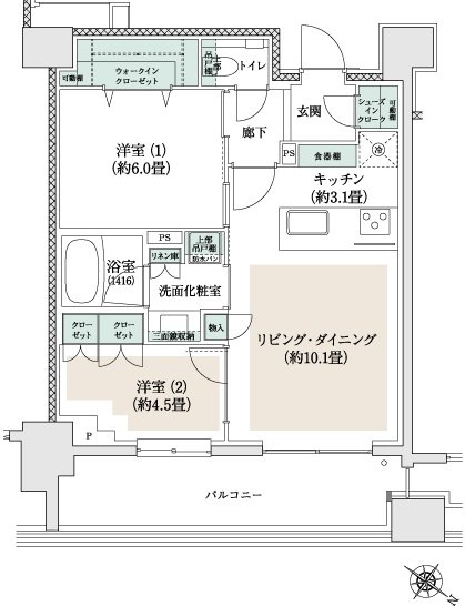 プラウド三鷹 間取り F type