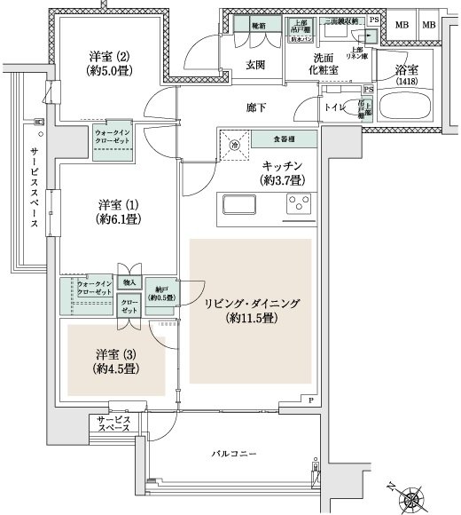 プラウド三鷹 間取り A type