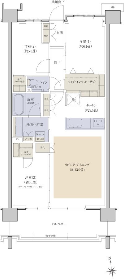プラウドシティ国立 間取り D-03 type