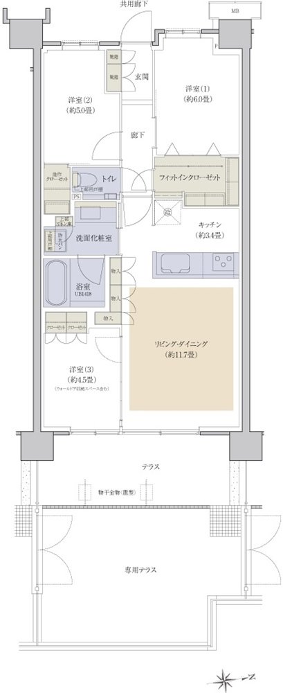 プラウドシティ国立 間取り B-08g type