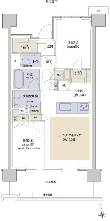 プラウドシティ国立 間取り F-08 type
