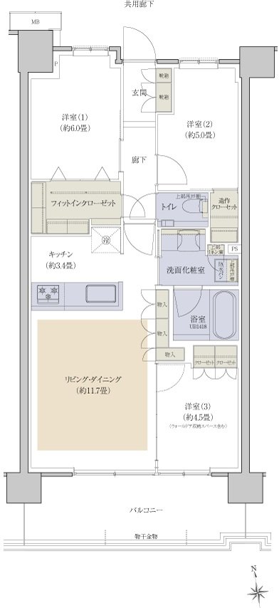 プラウドシティ国立 間取り F-13 type