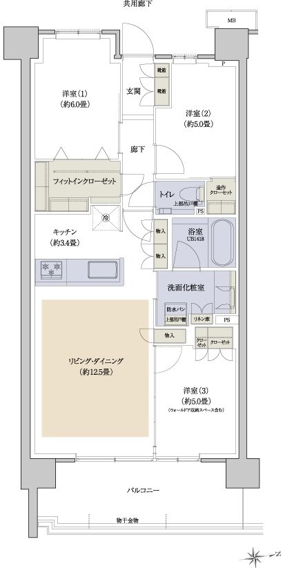 プラウドシティ国立 間取り E-01 type