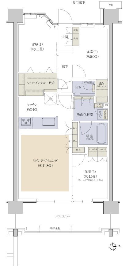 プラウドシティ国立 間取り E-03 type