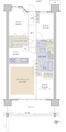 プラウドシティ国立 間取り E-03 type