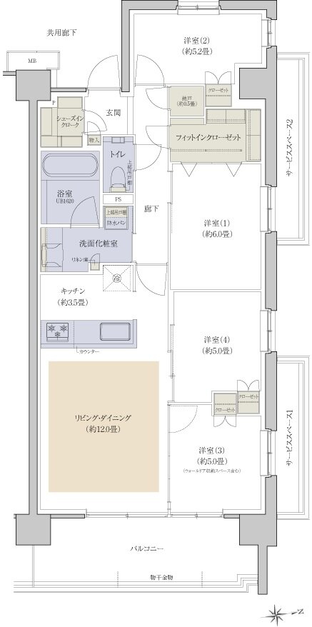 プラウドシティ国立 間取り E-12 type