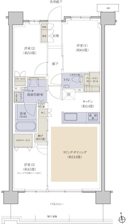 プラウドシティ国立 間取り F-16 type