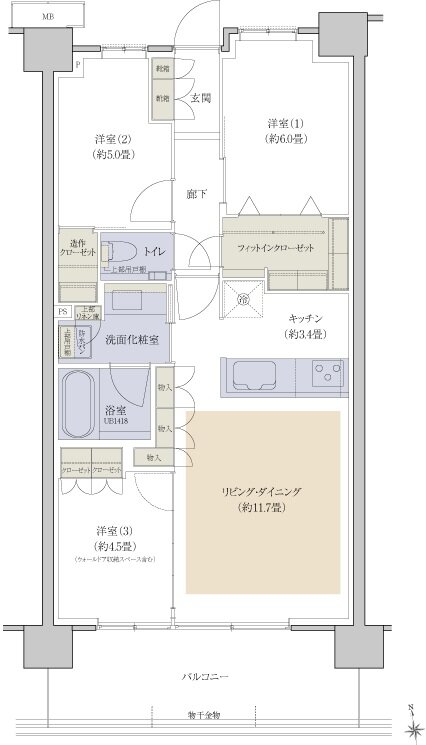 プラウドシティ国立 間取り D-18 type
