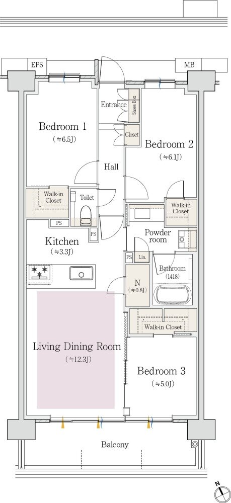 プラウド池下高見 間取り E type