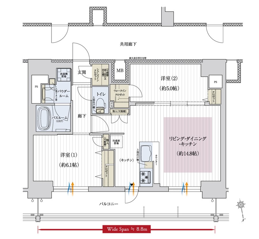 プレサンス レイズ 千種今池II 間取り Kタイプ