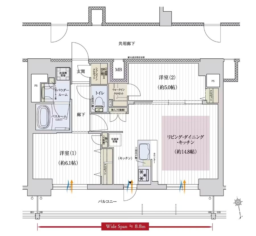 プレサンス レイズ 千種今池II 間取り Kタイプ