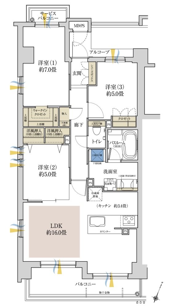 ワコーレ住吉グランフィールズ 間取り J type
