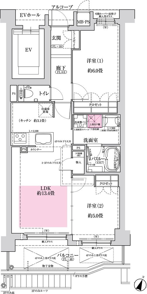 ワコーレ住吉グランフィールズ 間取り K type