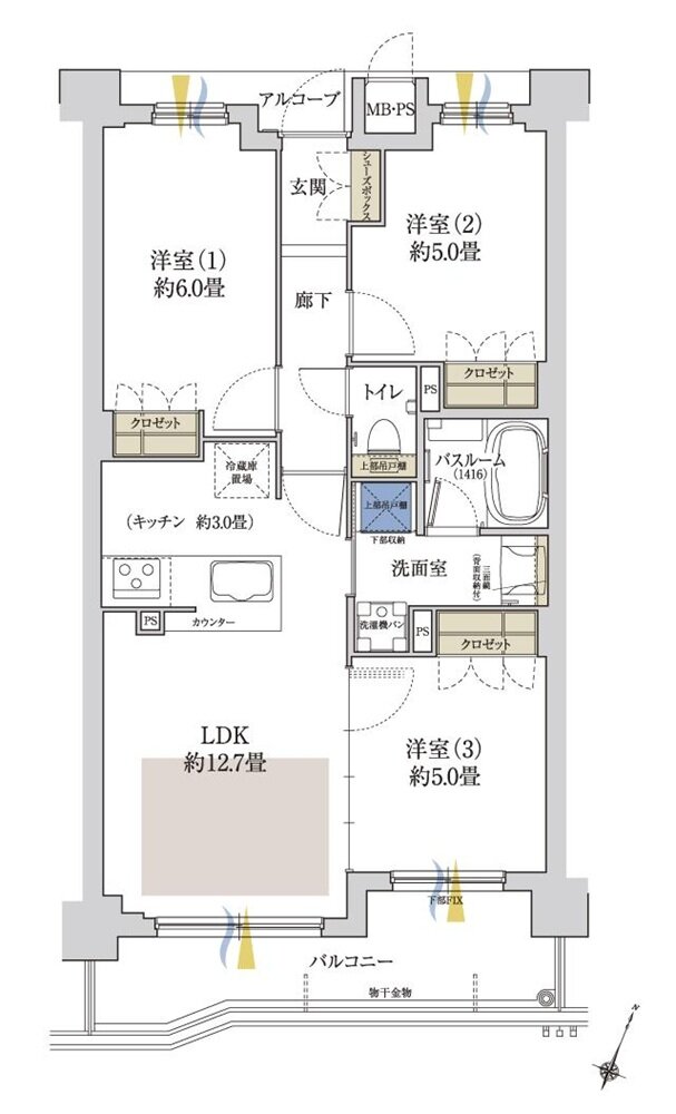 ワコーレ住吉グランフィールズ 間取り P type