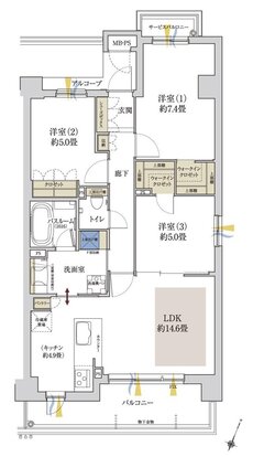 ワコーレ住吉グランフィールズ 間取り S type