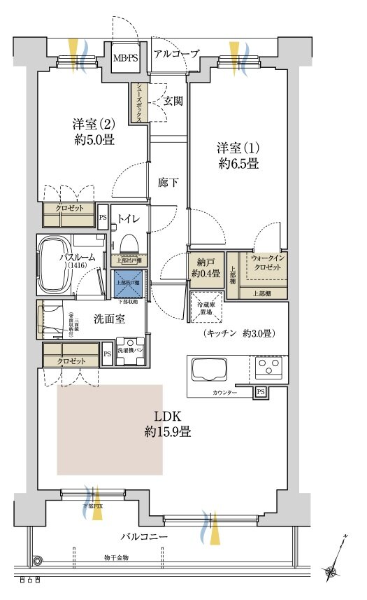 ワコーレ住吉グランフィールズ 間取り Q type