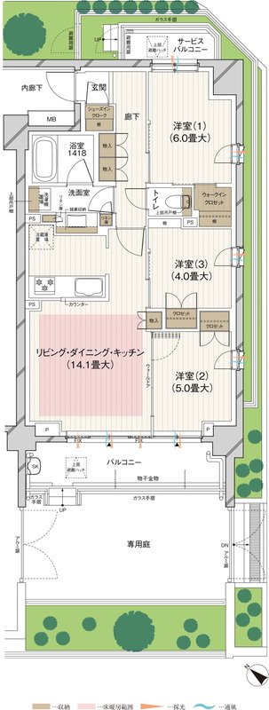 ルジェンテ田園調布南 間取り E1タイプ