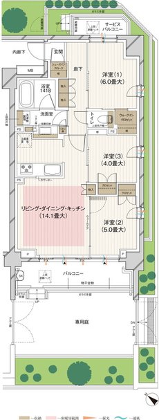 ルジェンテ田園調布南 間取り E1タイプ