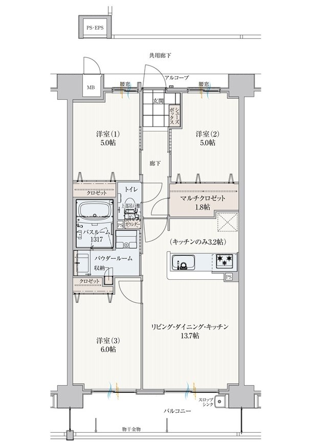 アルファスマート高松駅西II 間取り C type
