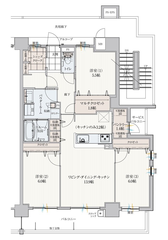 アルファスマート高松駅西II 間取り J type