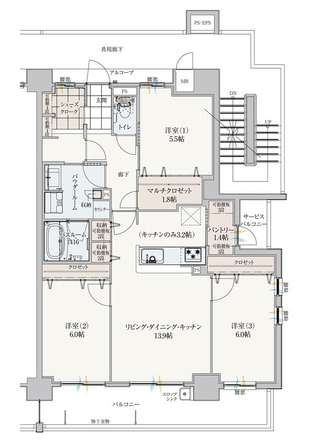 アルファスマート高松駅西II 間取り J type