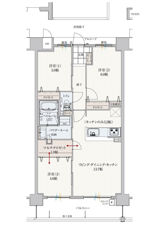 アルファスマート高松駅西II 間取り B type