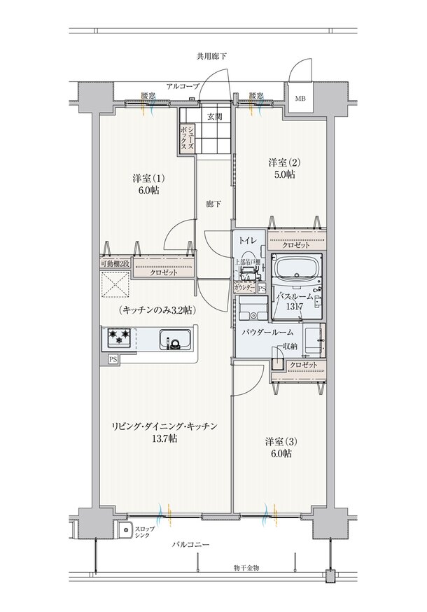 アルファスマート高松駅西II 間取り D type