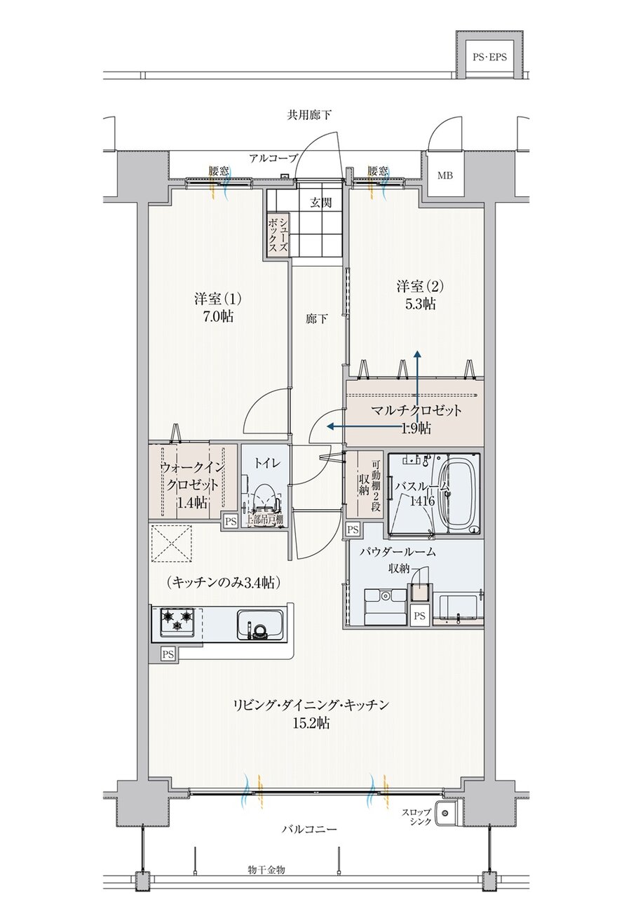 アルファスマート高松駅西II 間取り E type